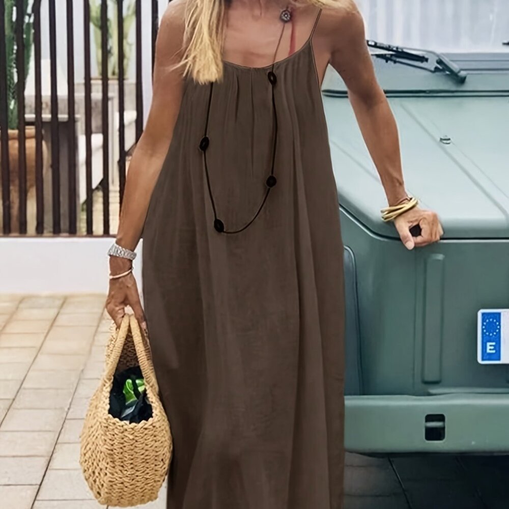 Backless Scoop Neck Maxi Dress